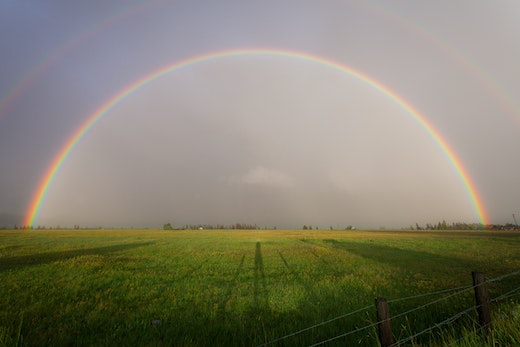 Farm and rainbow somewhere else